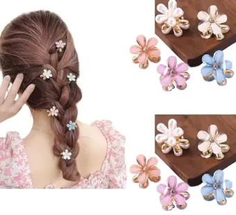 3 pcs Crystal Flower Decor Shiny Hair Clips